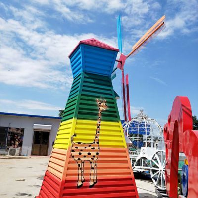 不锈钢彩绘风车广场雕塑