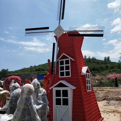 不锈钢彩绘风车城市雕塑