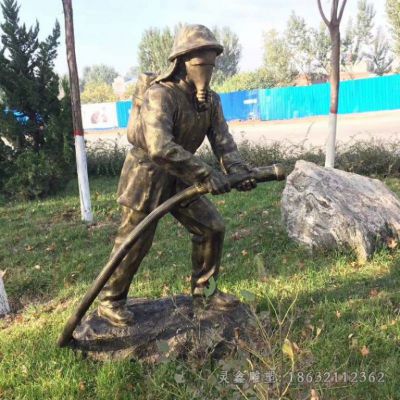 消防员广场人物铜雕