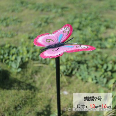 不锈钢彩绘蝴蝶庭院雕塑