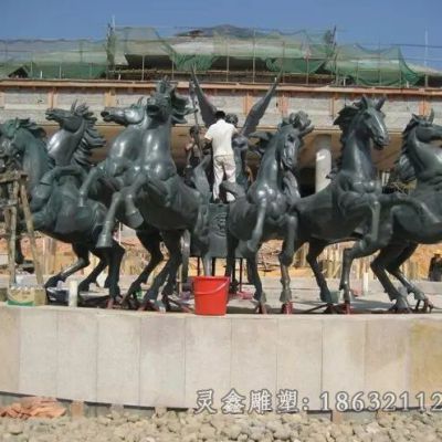 八马奔腾城市景观铜雕
