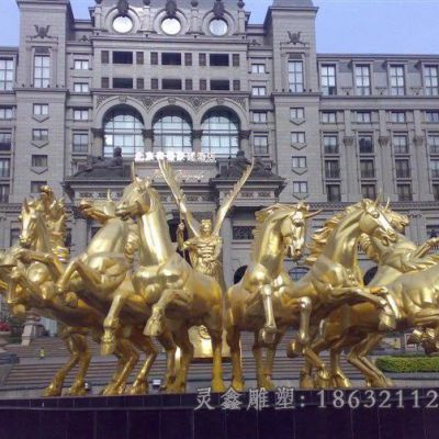 八马奔腾公园景观铜雕