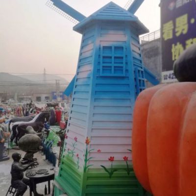 不锈钢彩绘风车公园雕塑