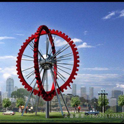 不锈钢彩绘齿轮城市雕塑