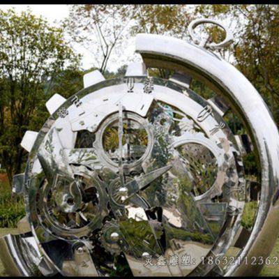 不锈钢镜面齿轮广场雕塑