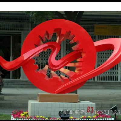 不锈钢彩绘齿轮公园雕塑