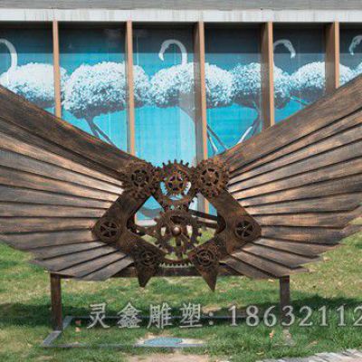 不锈钢彩绘翅膀广场雕塑