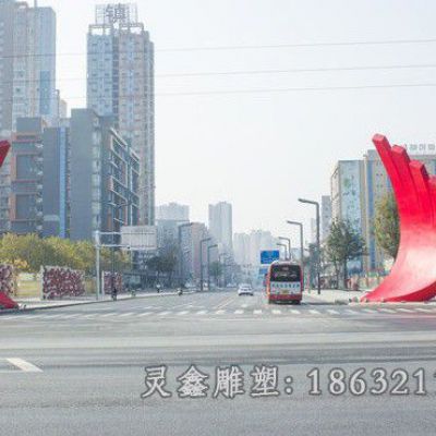 不锈钢彩绘翅膀城市雕塑