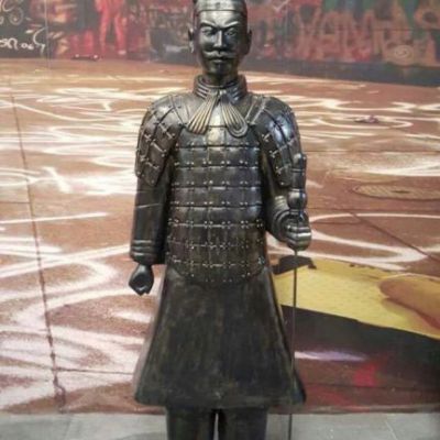 兵马俑街边景观人物铜雕