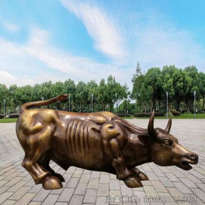 古铜色华尔街牛公园铜雕