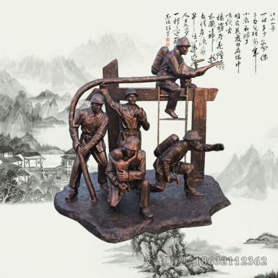 消防员景区人物景观铜雕