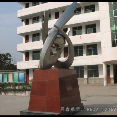 不锈钢镜面抽象校园雕塑