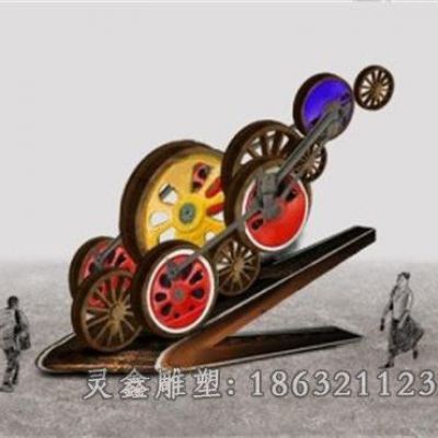 不锈钢彩绘齿轮别墅雕塑