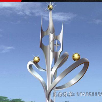 不锈钢抽象企业景观雕塑