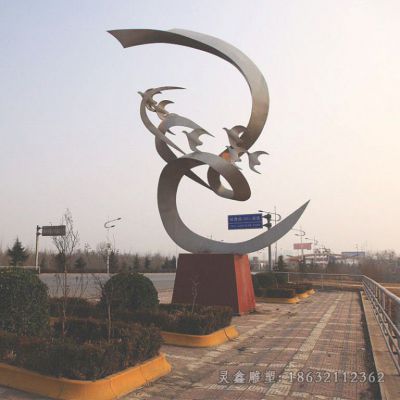 不锈钢镜面抽象鸽子雕塑