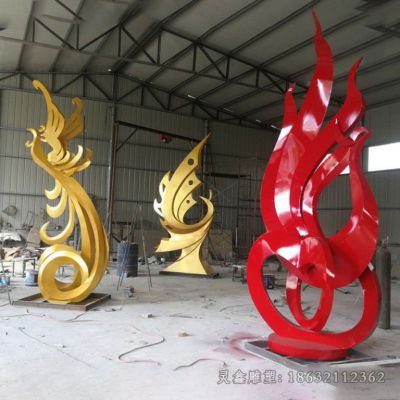不锈钢彩绘凤凰校园雕塑