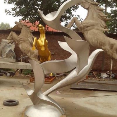 不锈钢抽象鸽子城市雕塑