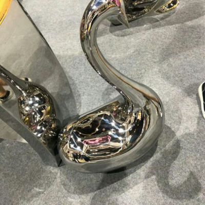 不锈钢镜面天鹅校园雕塑