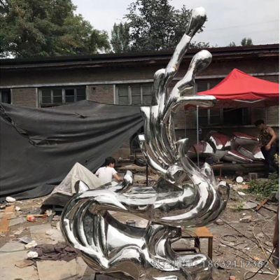 不锈钢抽象海浪校园雕塑