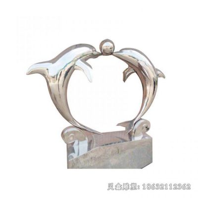 不锈钢镜面海豚庭院雕塑