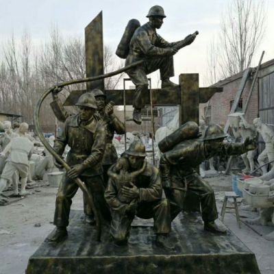 守护生命消防员校园铜雕