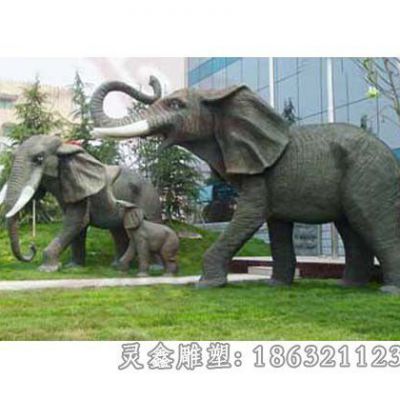 卷鼻大象广场动物铜雕