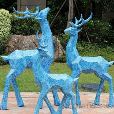 彩绘几何鹿小区不锈钢雕塑