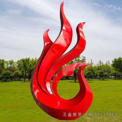 不锈钢红色凤凰别墅雕塑