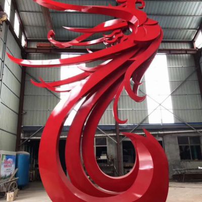 不锈钢红色凤凰商场雕塑