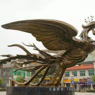 金色凤凰公园景观铜雕