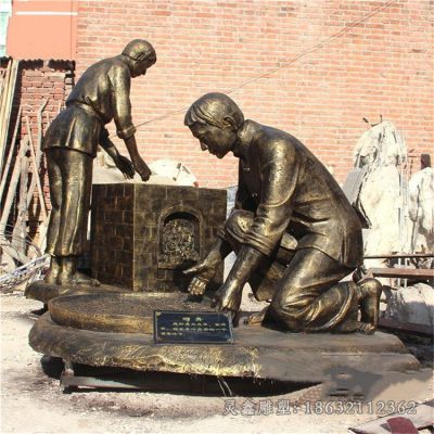 茶艺制作流程人物景区铜雕