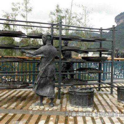 茶艺制作流程人物别墅铜雕