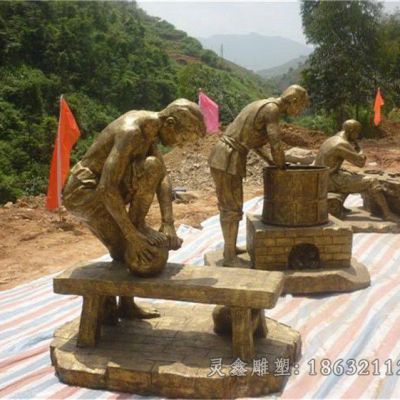 制茶工艺广场人物铜雕