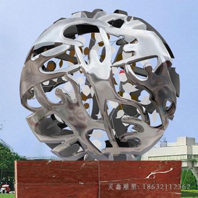 不锈钢抽象人物镂空球雕塑