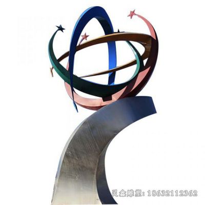 不锈钢彩绘抽象城市雕塑