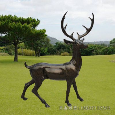 叉角小鹿公园景观铜雕