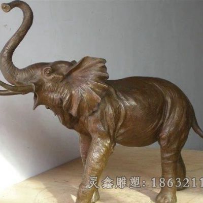 彩绘大象街边景观铜雕