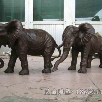 彩绘大象景区景观铜雕