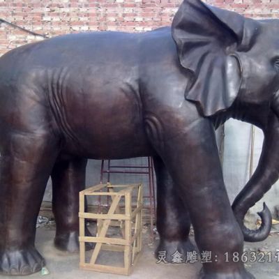 彩绘大象别墅景观铜雕