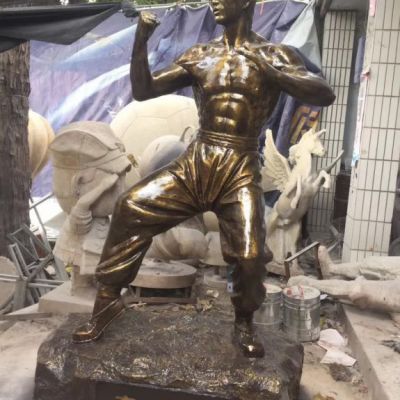 功夫之王李小龙人物铜雕