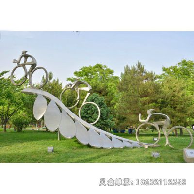 不锈钢抽象自行车景区雕塑