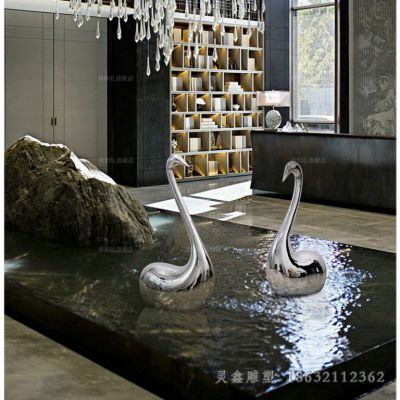 不锈钢抽象天鹅广场雕塑