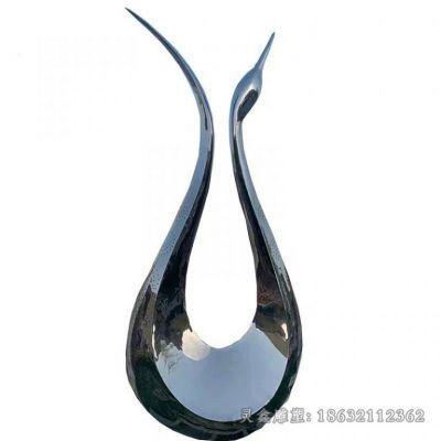 不锈钢抽象天鹅庭院雕塑