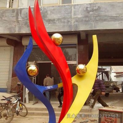 不锈钢抽象跳舞公园雕塑