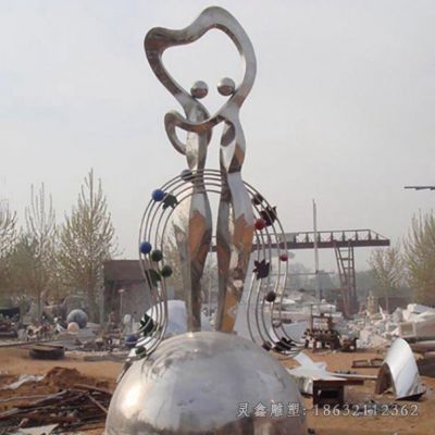 不锈钢抽象跳舞广场雕塑