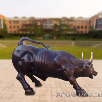 古铜色华尔街牛商场铜雕