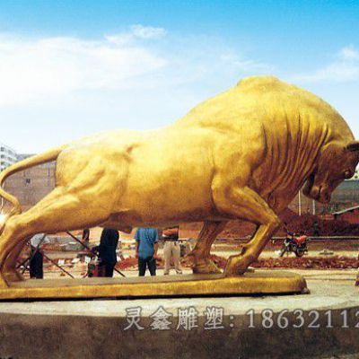 金色华尔街牛商场铜雕