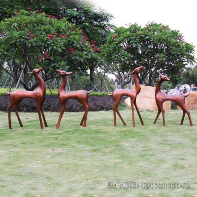抽象群鹿别墅景观铜雕
