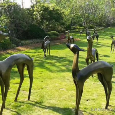 抽象群鹿广场动物铜雕
