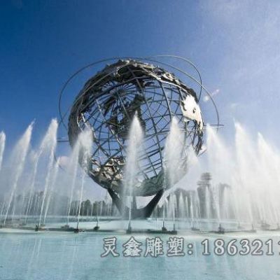 不锈钢镂空地球仪城市雕塑